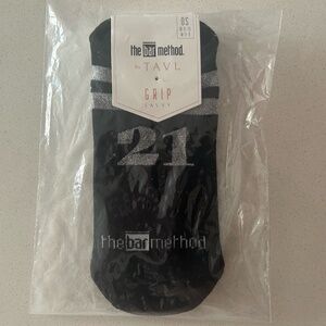 Tavi + The Bar Method Grip Socks '21' with Retro Varsity Stripes